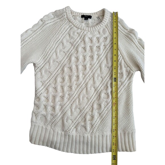 J.Crew Women's Ivory Diagonal Cableknit Cotton Fisherman Sweater Size‎ Small - Picture 4 of 7